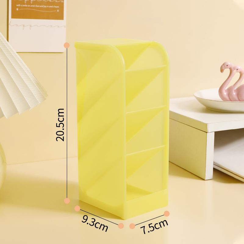 Macaron Color 4 Grid Oblique Insertion Desktop Organizer Pen Holder Pencil Makeup Brush Storage Box School Stationery Quality