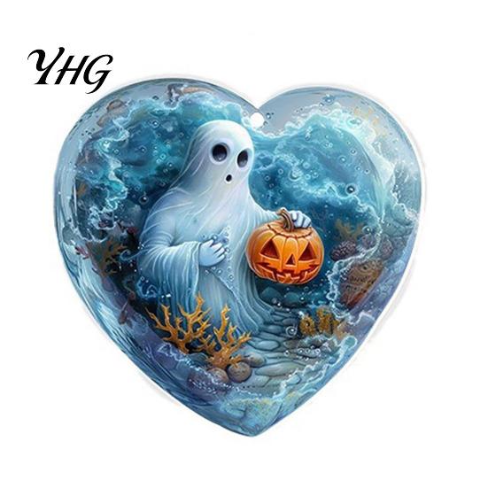 Dekorative Auto-Rückspiegel-Anhänger Halloween-Geist Schlüsselanhänger, Gruseliger Kürbis Schlüsselanhänger-Anhänger, Leichte Acryl-Schlüsselanhänger Niedlicher Herz-Taschenanhänger