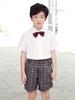 Shenzhen School Uniform Summer Set for Primary Boys & Girls: Short-Sleeved Shirt, Plaid Pants, Skirt, Short Skirt, and Bow Tie
