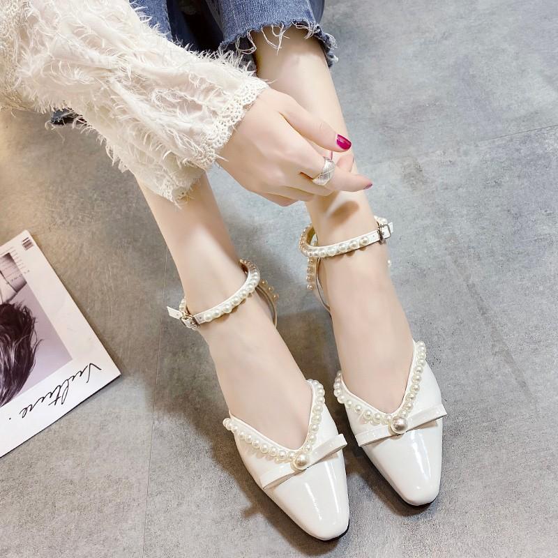 Fashion 2024 Baotou Sandals Women's New Summer Fairy Style Middle Heel Shoes Women Sandals Women's New Summer Heel Sandales Women Shoes