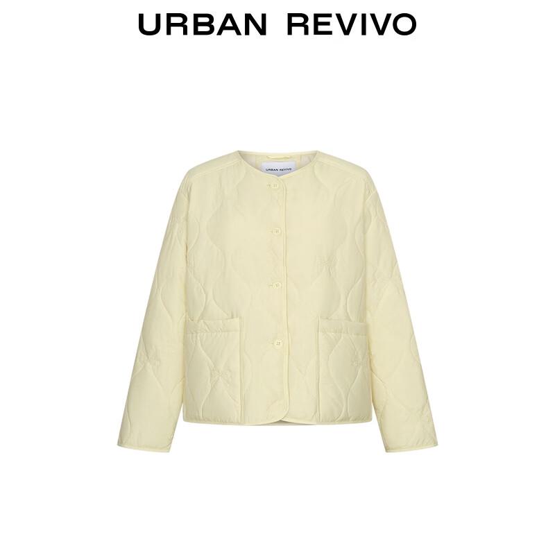 UR Women's Casual Quilted Padded Jacket with Bow Detail