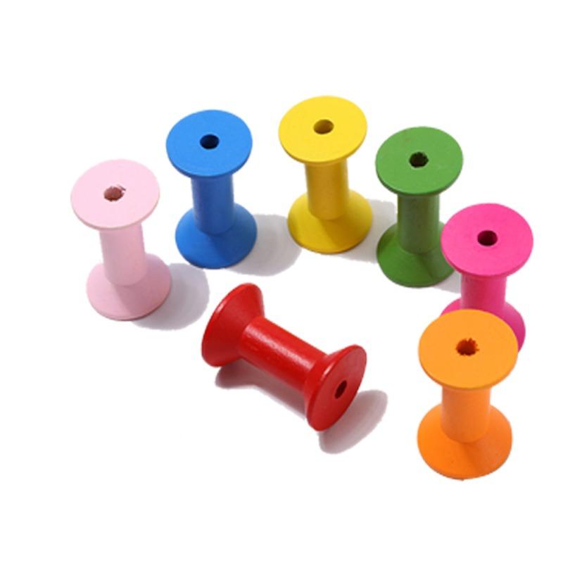 

10pcs Wooden Spools of Crafts Wood Thread Spools Wooden Textile Bobbin for Organizing Cord Twine Ribbon Chains Elastic Threads 15x13mm