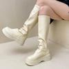 Street versatile pleated thick-soled women's fashion boots autumn and winter fashion retro European and American spice girls comfortable boots trend