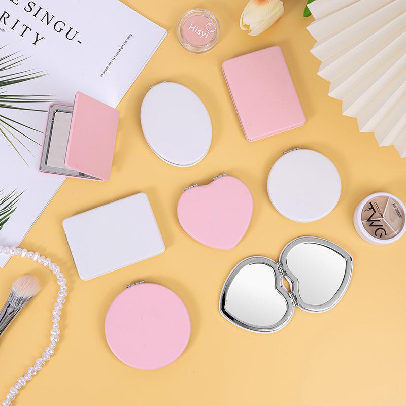 1 Piece Dual Sided Portable Heart Shaped Compact Mirrors Folding Makeup Mirror Travel Size High Definition Pocket Vanity