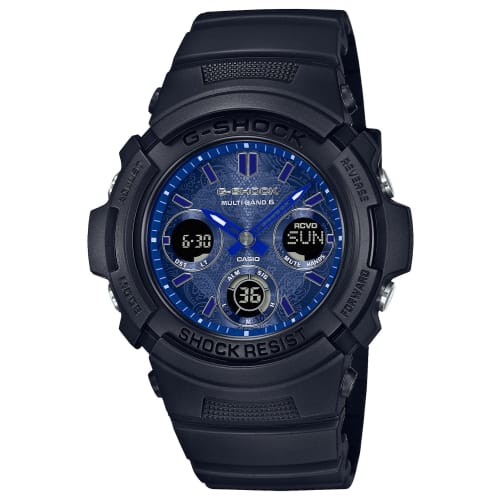 

Casio G-Shock Radio-Controlled Solar Watch, Blue Paisley Series, AWG-M100SBP-1AJF, Men s, Black