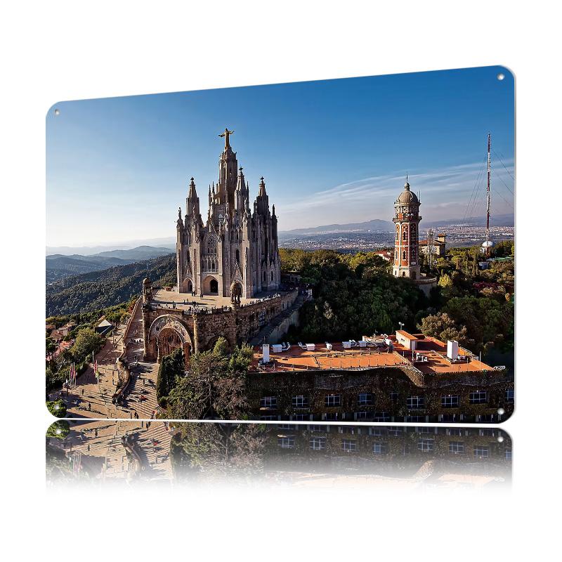 Barcelona Spain Travel Poster Customized Vintage Metal Signs Wall Art Retro Tin Plaque for Mancave Decoration Gaming Desk Decor