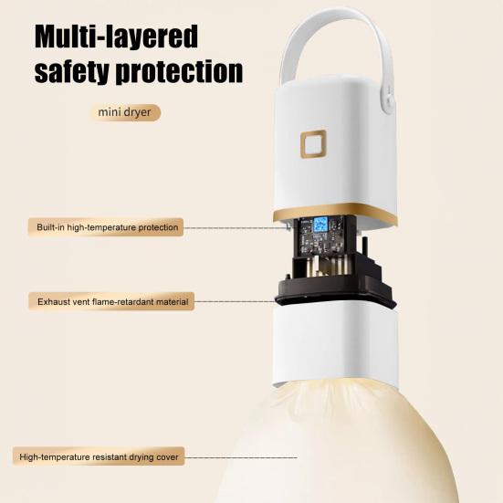 Electric Clothes Dryer Mini Laundry Dryer with Timer Function Easy To Use Low Noise Small Compact Electric Drying Machine with Dry Bag