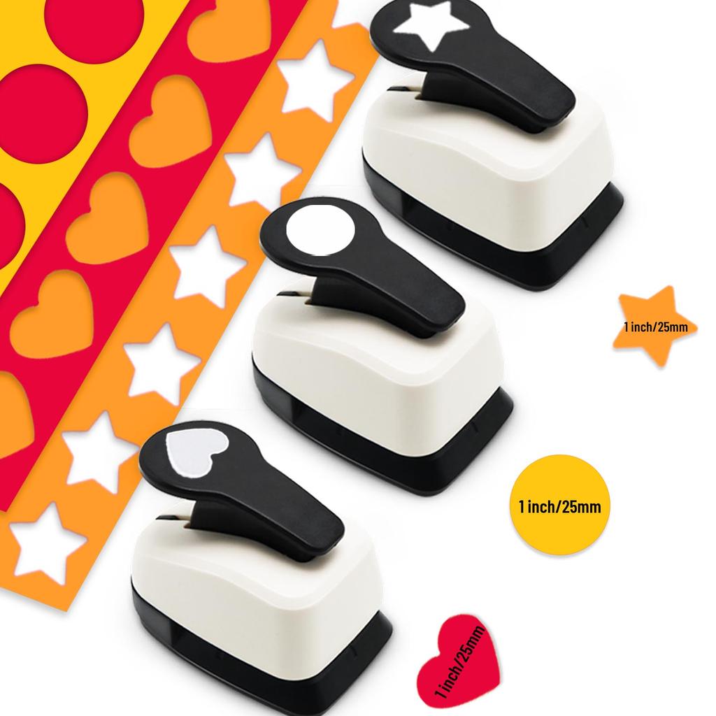3pcs Paper Cutter for Crafts Hole Puncher Tool Set 25mm 1 Inch Flower Shamrock Circle Heart Star Shape for Card Making Scrapbook