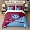Maßgeschneidertes Bettwäsche-Set West Ham United FC Muster, Druck Name Text 1 Bettbezug plus 2 Kissenbezüge Heimtextilien