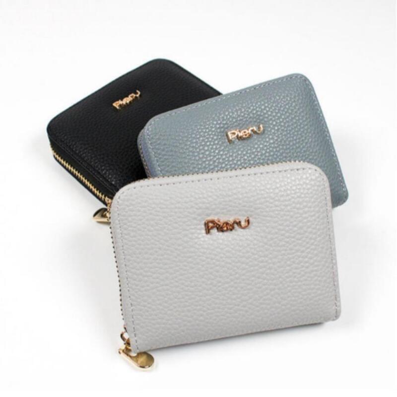 

Women s Metal Logo Tan Leather Embroidered Half Wallet B15963_Pink