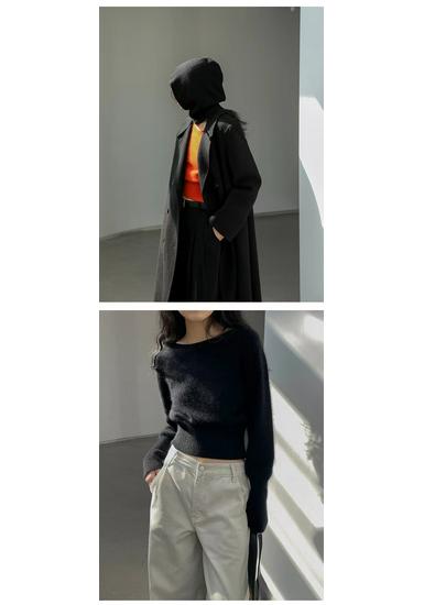 Women's High-Waisted 100% Wool Knit Sweater - Loose Fit, Slimming, Round Neck, Cashmere Base Layer for Autumn & Winter