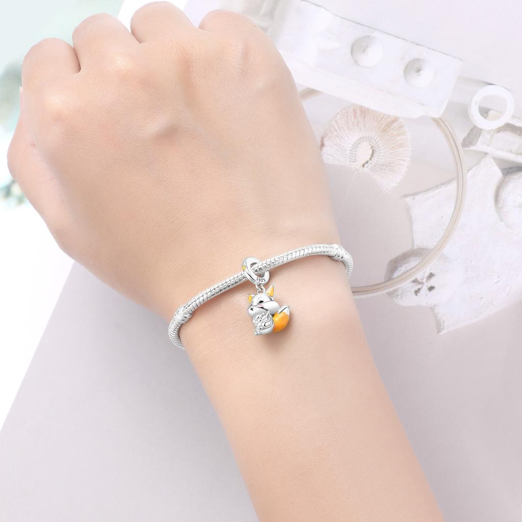 Copper Cute Fox Animal Original Pendants Bracelet Charms Jewelry Party Beads Diy Trendy Gifts
