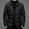 High-End Quality 90% Grey Duck Down Scarf Collar Fake Two-Piece Suit Jacket Winter Business Casual Fashion Puffer Doudoune Homme