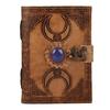 Buy 2, Get 1 FREE! Handcrafted Charcoal Leather Journal – Premium Genuine Leather, Embossed Moon Phase & Lapis Lazuli Stone