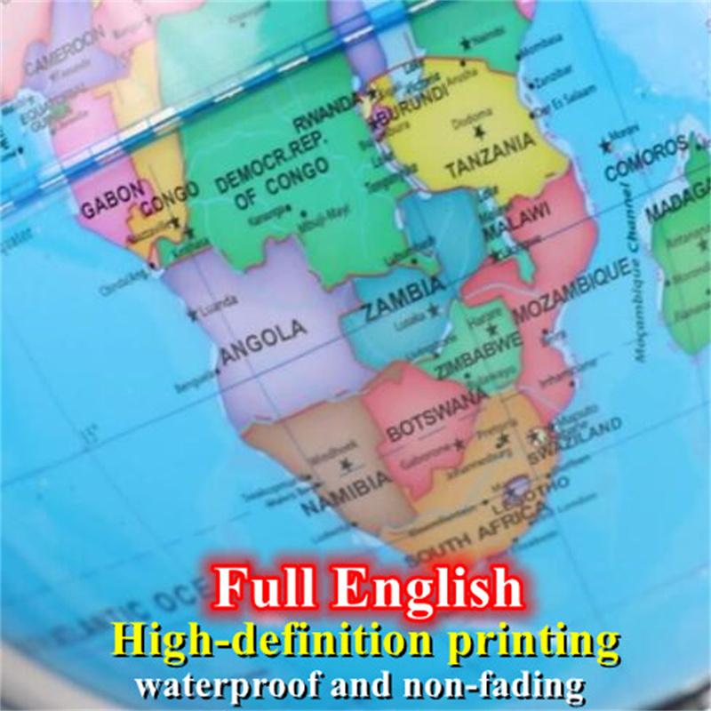 Kugeldurchmesser 20 cm, vollständig englischer Globus, HD-Druck, Schreibtisch, Unterricht, LED-Leuchten, Globus aus Metall, ABS, 360 ° drehbar, Bürohandwerk