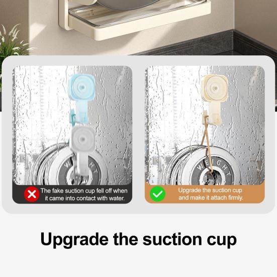 Wall-Mounted Pot Lid Holder Suction Cup Kitchen Pot Lid Organizer Pan Lid Storage Rack with Removable Drip Tray for Cutting Board