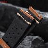 20mm 22mm für Seiko Naht Sport Lederarmband Herren Atmungsaktiv Porös Echtes Leder Uhrenarmband Schwarze Schließe Armband Gürtel