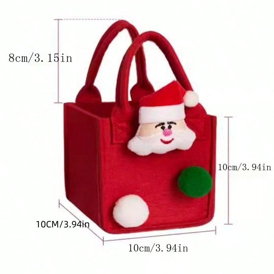 

1 шт. Рождественский подарочный пакет для вечеринки, фетровая сумка-тоут, милый Санта Клаус, рождественская елка, красный, зеленый, подарочный упаковочный пакет, для выпечки, шоколада, конфет и т. д. other красный