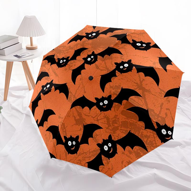 Halloween Night Bat Umbrella Automatic Open/close, Sturdy Iron Frame & 8-Rib Structure, Umbrella for Women & Men, Christmas Gift