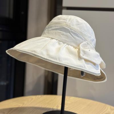 Spring and Summer Women's Wide-brimmed Sun Hat with Bow, Stylish and Versatile, Makes the Face Look Smaller, Vacation Fisherman Hat, Fashionable and