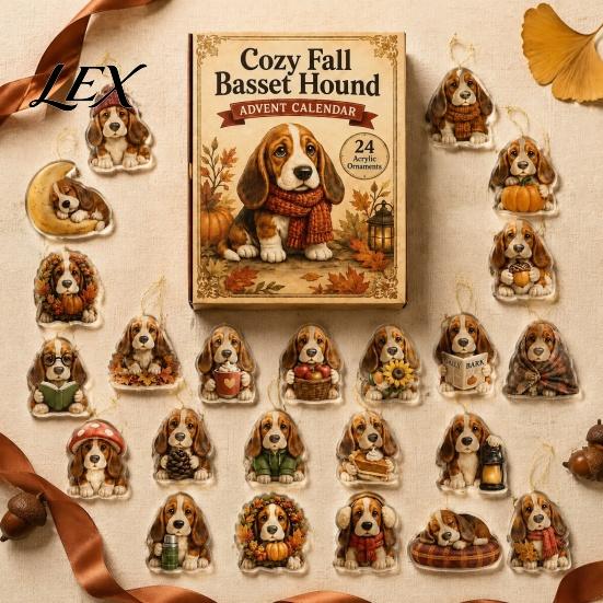 Holiday Hanging Decorations 2026 Dog Advent Calendar, 24-Days Christmas Countdown Calendar with 24 Festive Puppy Pet Lover Gifts Ornament, 2D Acrylic
