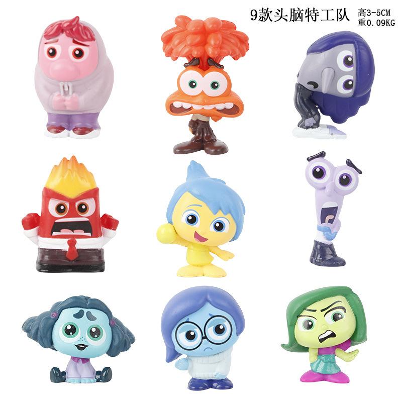 9PCS Mini Inside Out 2 Action Figure Toy Cartoon Movie Joy Anxiety Anger Sadness Disgust Fear Model Doll Figurines Kids Gift
