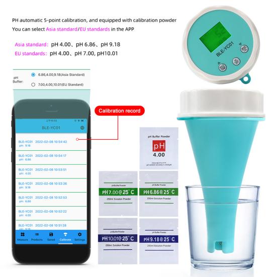 6-in-1 Smart Pool Water Tester Digital Display IP67 Waterproof Bluetooth-compatible PH/Chlorine/ORP/EC/TDS/Temperature Meter