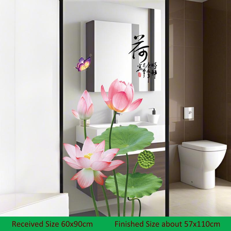 

Большие китайские наклейки на стену в виде лотоса – двухсторонние прозрачные съемные декоративные наклейки из ПВХ для окон, ванной комнаты, стеклянной витрины, домашнего декора, отклеиваются и приклеиваются 60x90cm