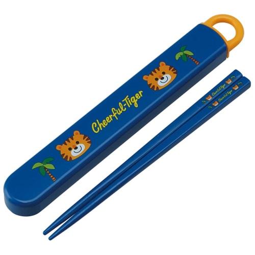 Skater Children's Antibacterial Slide and Chopstick Case Set, Cheerful Tiger, Boys, Made in Japan (ABS2AMAG-A)