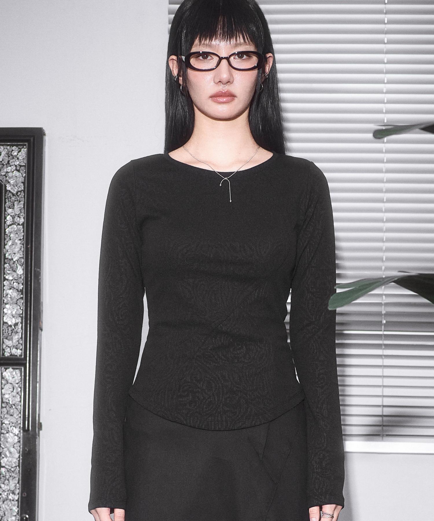 Dear Me Circle Line Jacquard Top [Black] S