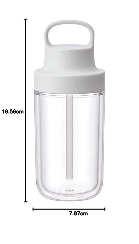 KINTO To Go Bottle 360ml White with Straw, Lightweight, Dishwasher Safe, Double-Walled, 20061