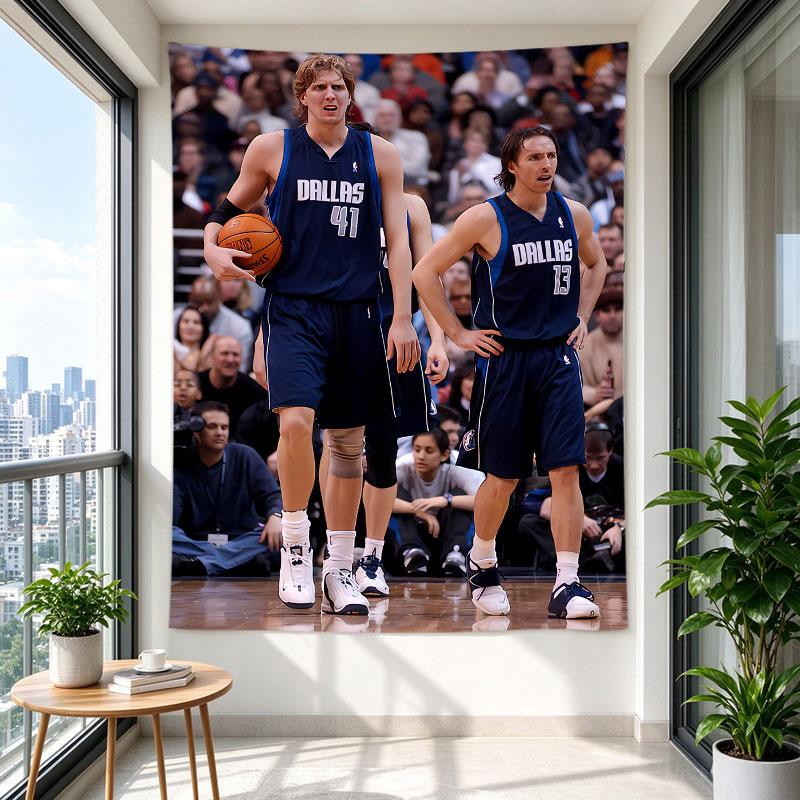 Dirk Nowitzki Steve Nash Dallas Mavericks 41 13 Court Photo NBA Art