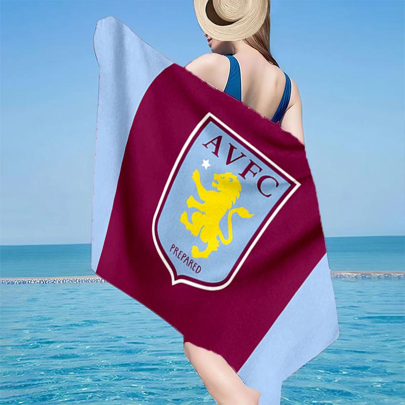 1PC Aston Villa Fc Crest Beach Towel - Soft, Absorbent Microfiber, Lightweight, Ideal for The Beach, Parties, Travel, Camping Fan Gifts