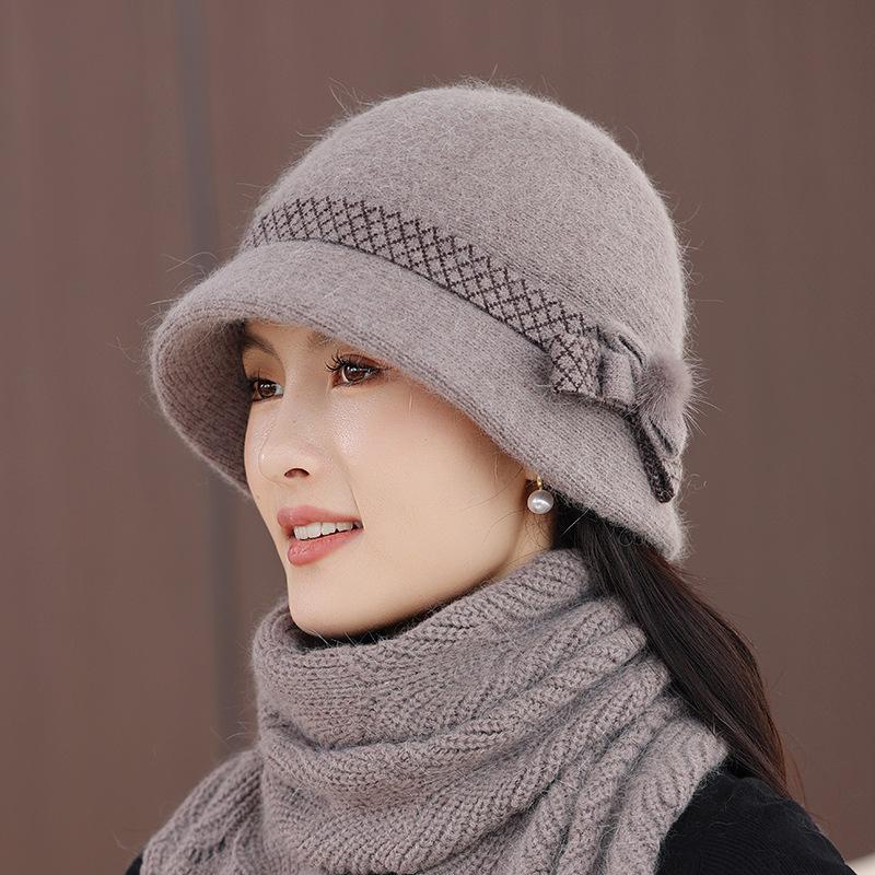 

Пожилая шляпа женская осенне-зимняя материнская шерстяная шляпа флисовая теплая шляпа-ведро вязаная шляпа-ведро only hats