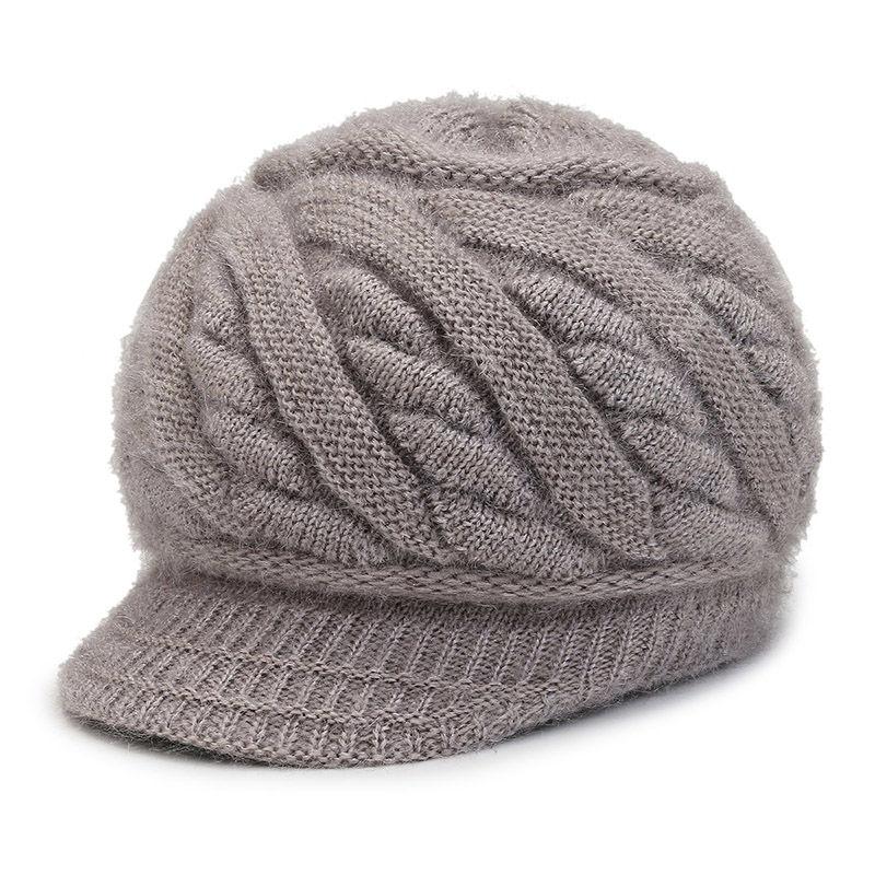 Hüte für Frauen mittleren und höheren Alters Doppellagige Thermowollmützen ohne Futter Verdickte gestrickte Fleecefuttermützen