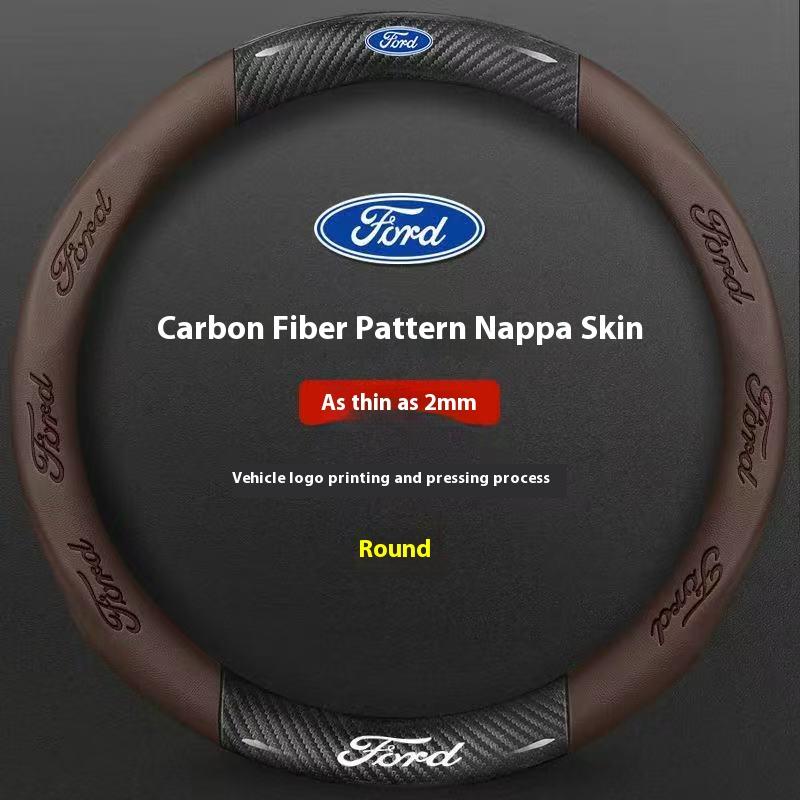 Car 3D Embossing Carbon Fiber Steering Wheel Cover Ford Mondeo F150 Fusion Mustang EXPLORER ESCAPE EDGE Fiesta Focus Kuga Ranger