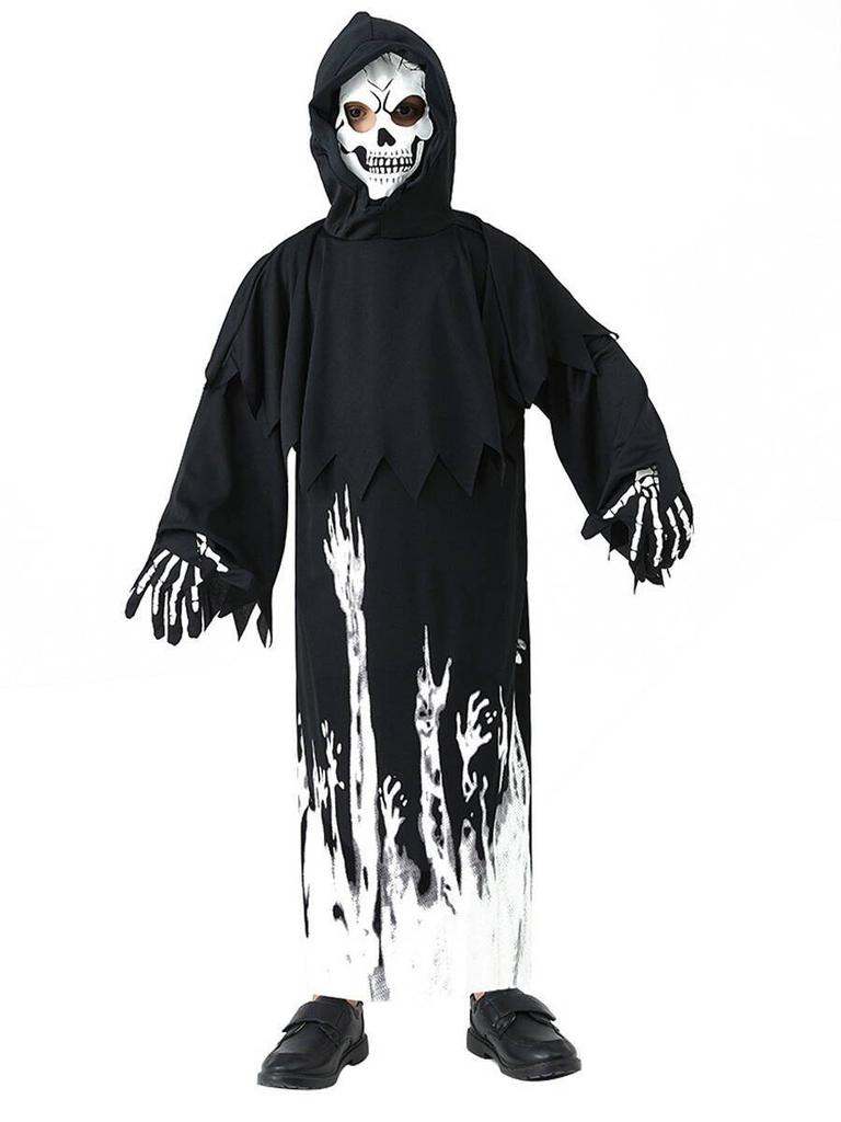 New halloween cosplay sickle dark messenger ghost costume children cos reaper luminous dress up costume