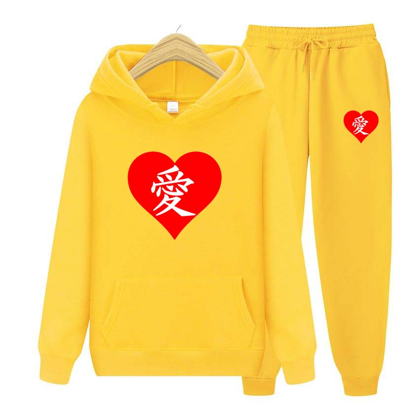 Módní potisk 2dílná sada Dvoudílná sada Potisk Pánské Dámské Mikiny Teplákové soupravy Jogger kalhoty silné Teplé oblečení Pánské