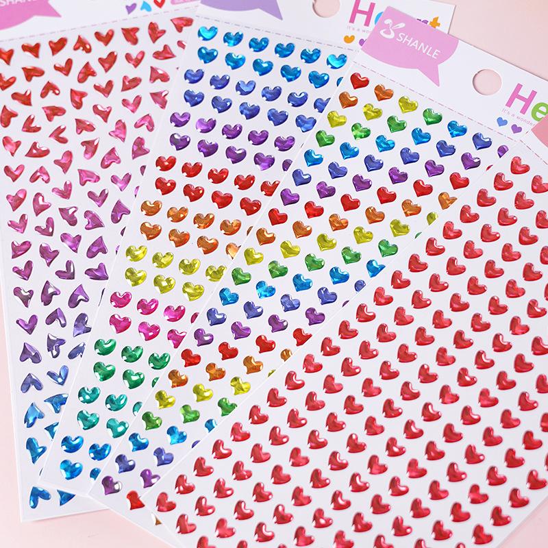 Color Little Star Sticker Red Love Crystal Three-dimensional Children's Reward Sticker Kindergarten Baby Puzzle Handmade