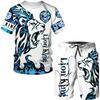 3D Tiger Print Plus-size Men's T-shirt Casual Daily Outdoor Fitness Quick-drying Breathable Street Short Sleeve Shorts Set