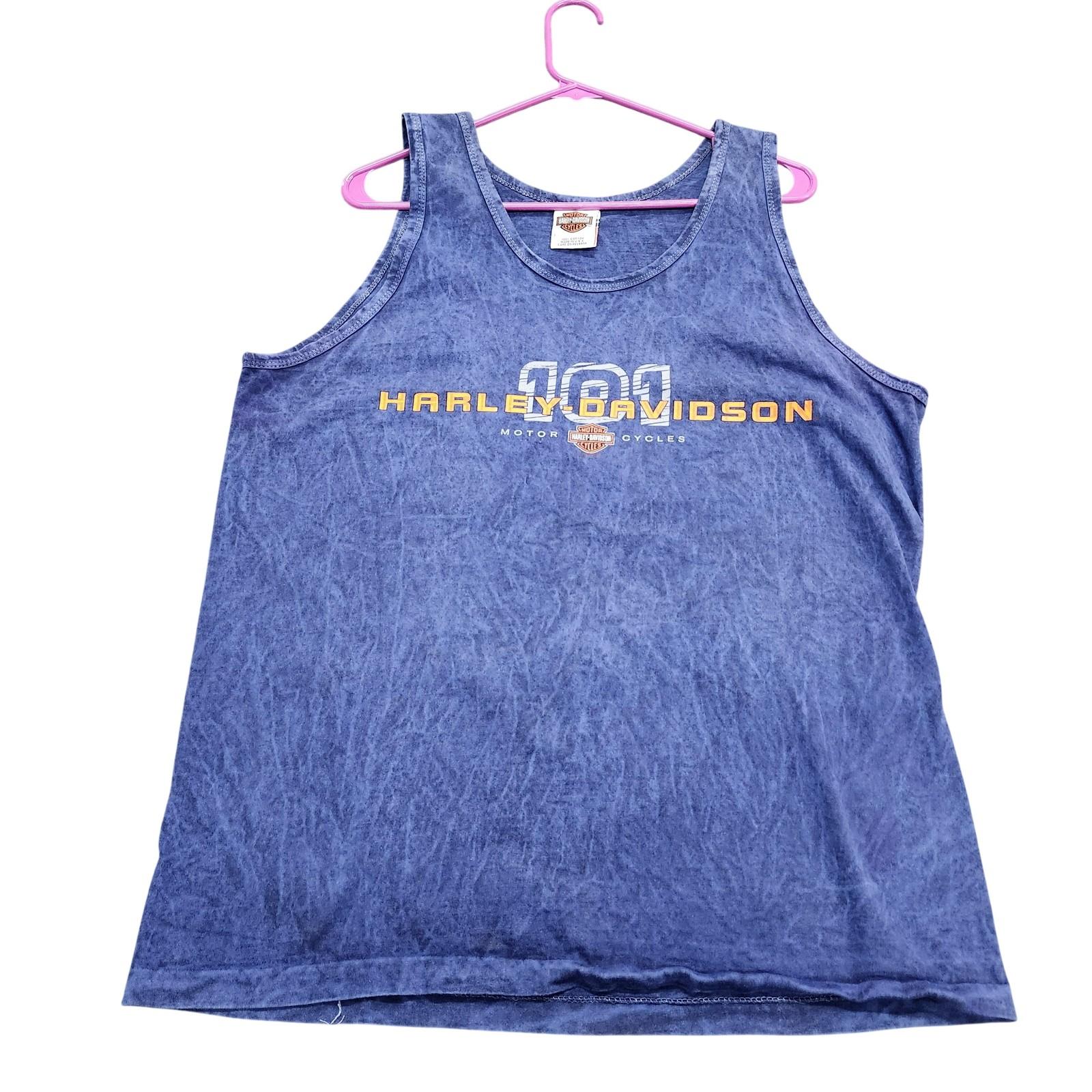 Vintage Harley-Davidson Shirt Mens Large Blue Shreveport Tank Tee Louisiana 90s Unisex T-Shirt S
