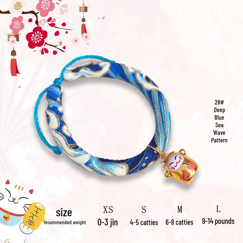 Maneki-Neko Style Pet Collar with Bell - Japanese & Korean Inspired for Cats and Dogs