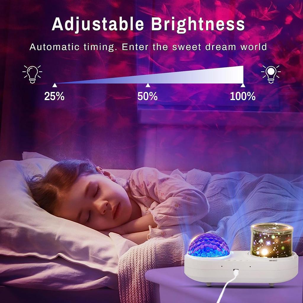 Galaxy Starry Projector Night Light With USB Rechargeable Colorful Ocean Rotate Night Lamp For Kids Baby Christmas Gift