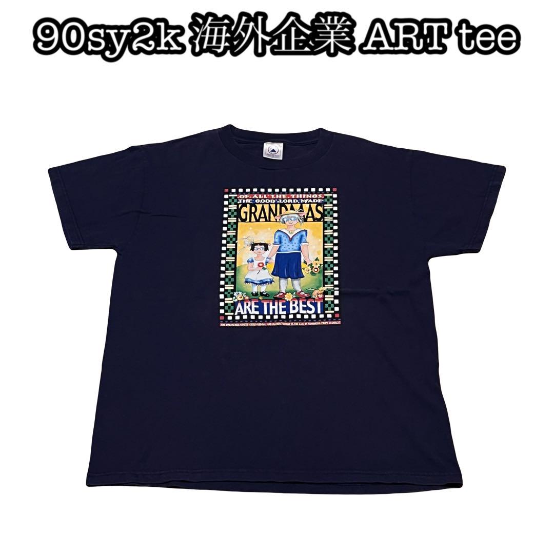 

[USED] 90s Art Tee, Foreign Print, Thick, Navy, Art, Heavy