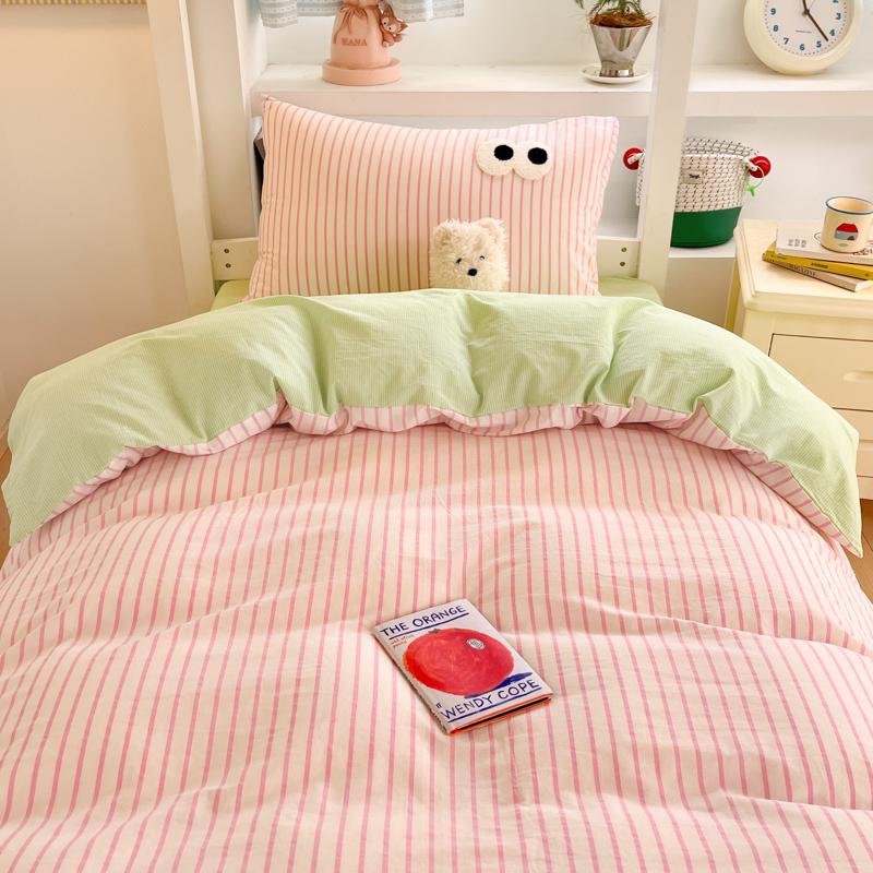 Sleep Grid (Student Season) A-class Ins Yarn Dyed Washed Cotton Pure Cotton Student Bed Three Piece Set