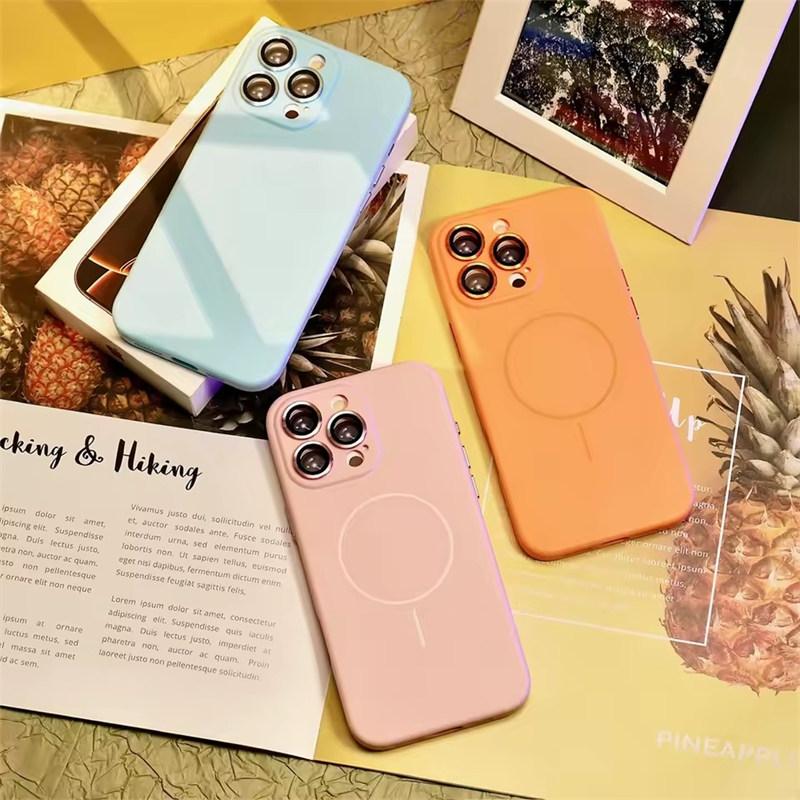 Luxury Soft For Magsafe Wireless Charging Case For iPhone 16 15 14 13 12 11 Pro Max Plus  Magnetic Dopamine Shockproof PC Cover