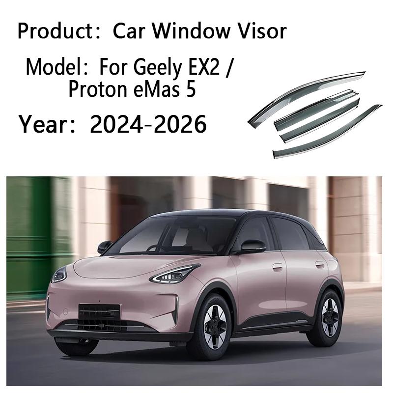 Car Window Visor For Geely EX2 Proton eMas 5 2024-2026 Vent Awning Sun Rain Wind Guard Cover Deflector Weathershield Accessories