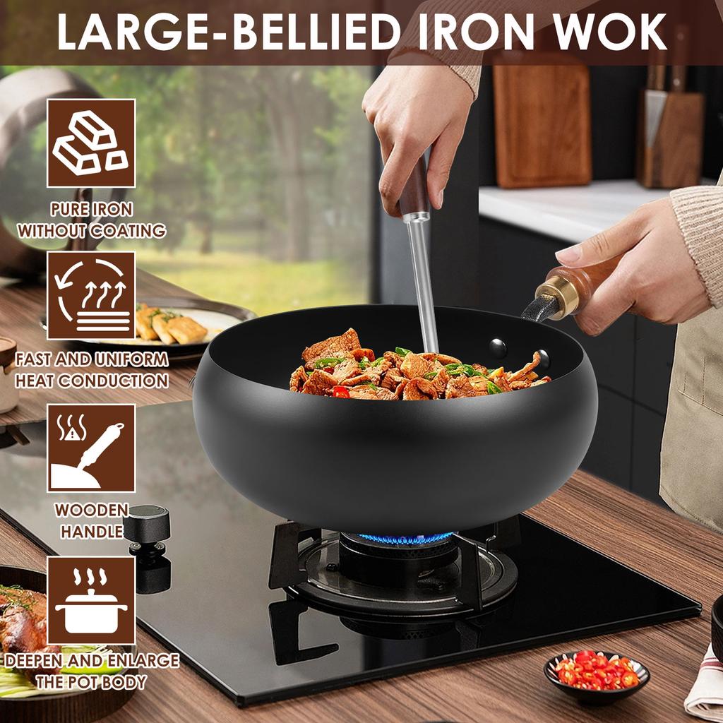 Frying Pan Non-stick Pot with Lid and Spatula Wok Pan Multi-functional Iron Pot Cookware Set for Cooking Kitchens Accessories