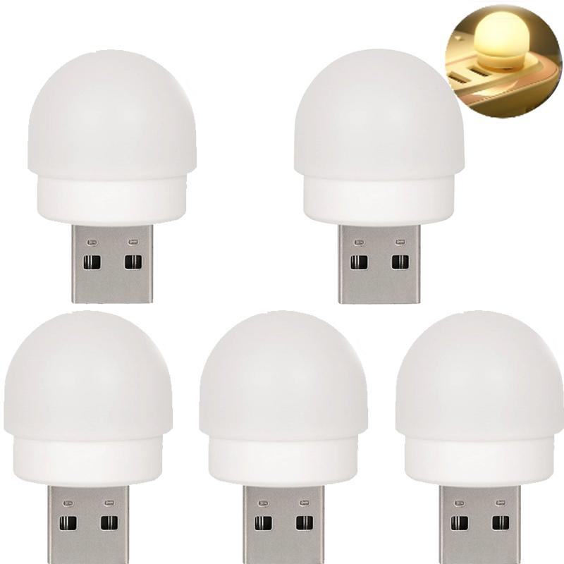 1-5PCS USB Plug Lamp Computer Mobile Power Charging Small Book Lamps Mini Plug and Light Up Night Light Bedroom Reading Light