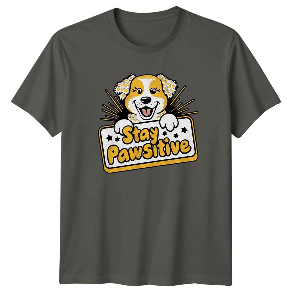 Stay Pawsitive Dog TShirt Sarcastic Graphic Tee For Unisex Unisex S